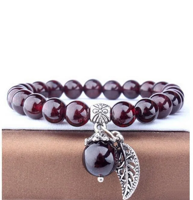 ENVÍO GRATIS + + Puro Brasil Vino Rojo Granate Pulsera deja belleza Tiaojing mujer pulseras de piedra joyería