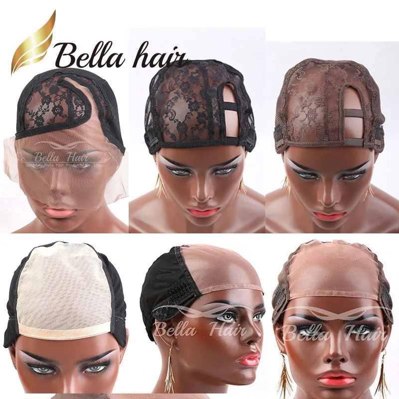 Professional Lace Wigs Caps for Making Wig U-Part Lace Cap Color Brown/Black C Top Capss With Adjustable Straps Bella Hair