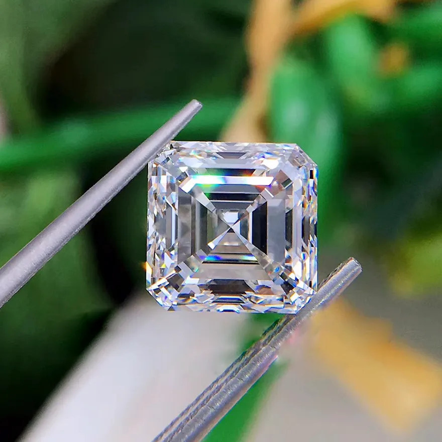 0.15CT - 7CT Kolor D Clarity Fl Asscher Cut (jej cięty) Luźno Moissanite Pass Test Diamond Test Ręcznie robiony kamień laboratoryjny z bezpłatnym odpowiednim certyfikatem GRA