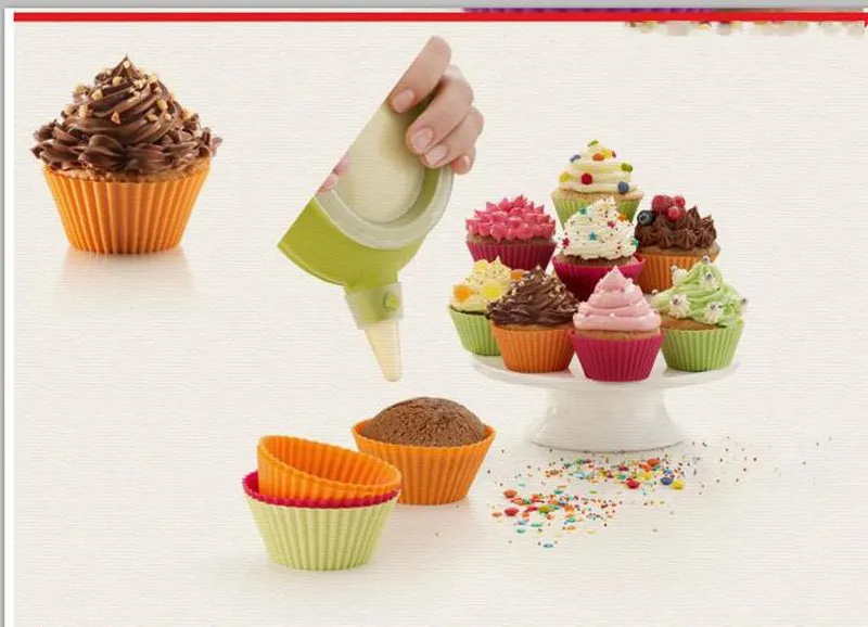 % 100 marka Silikon Kek Kalıp Muffin Cupcake Pişirme Kapları Pan, Form Bakeware Mutfak Yemek Bar Pasta Tatlı Dekorasyon Araçlar pişirin için