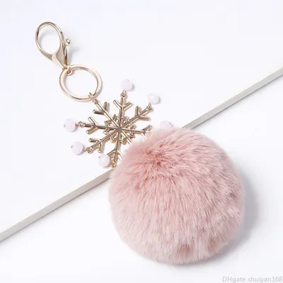 Weihnachten Schneeflocke Pompom Schlüsselbund Schlüssel Ringe Pelz Ball Schlüsselring Handtasche Hängen Dekor Schlüssel Ketten Schmuck Zubehör Geschenke