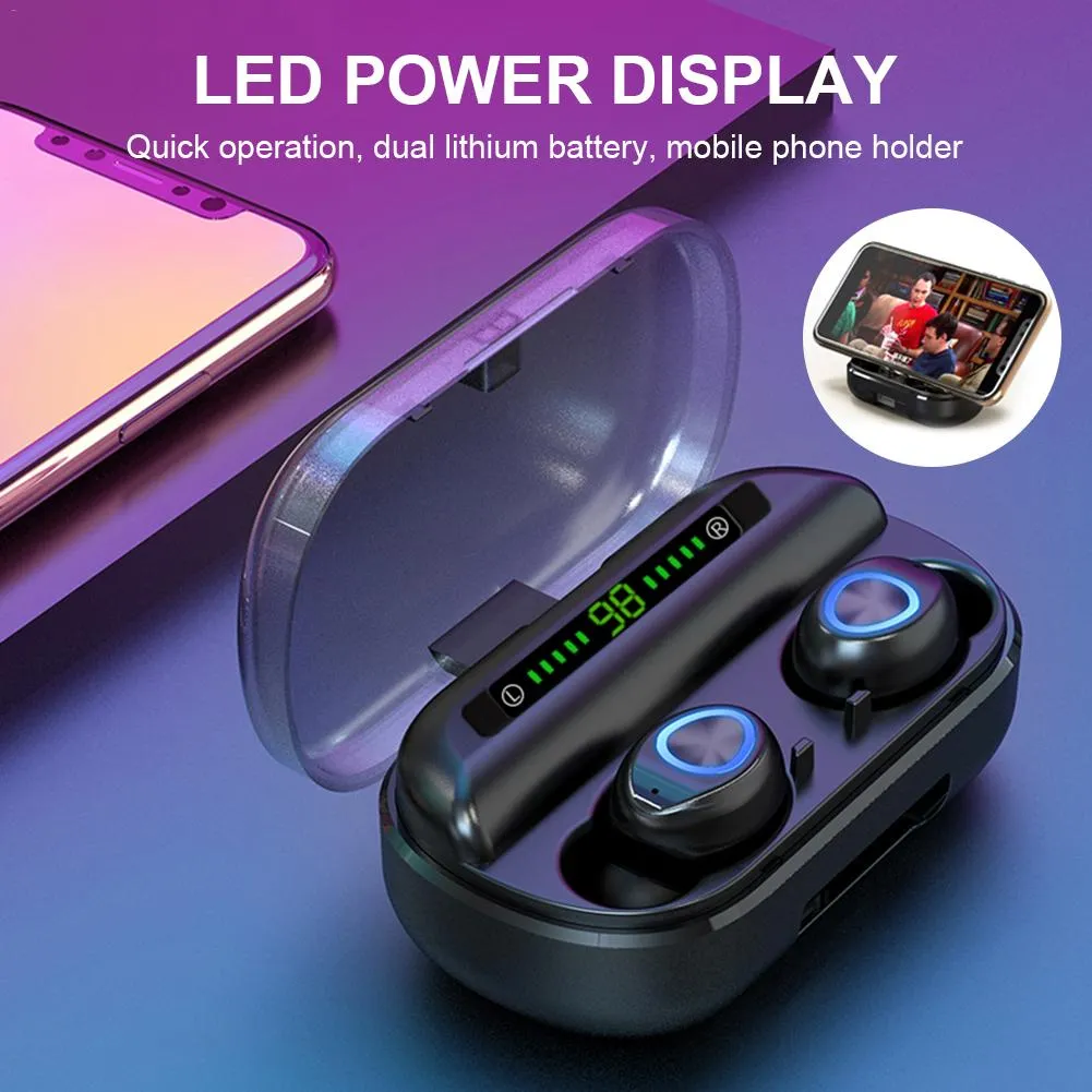 V10 TWS Słuchawki Bluetooth Słuchawki Stereo Bezprzewodowe IP5X Wodoodporne Słuchawki Sportowe Earbuds z LED Cyfrowy Ekran 2000 mAh Box