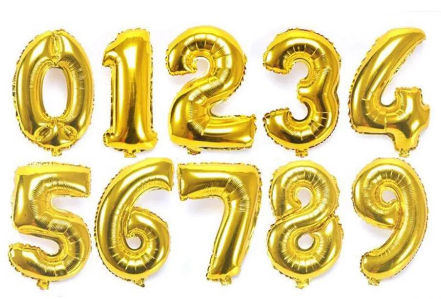 40インチヘリウムエアバルーン番号文字型ゴールド銀膨脹可能な風船誕生日結婚式の装飾イベントパーティーの供給