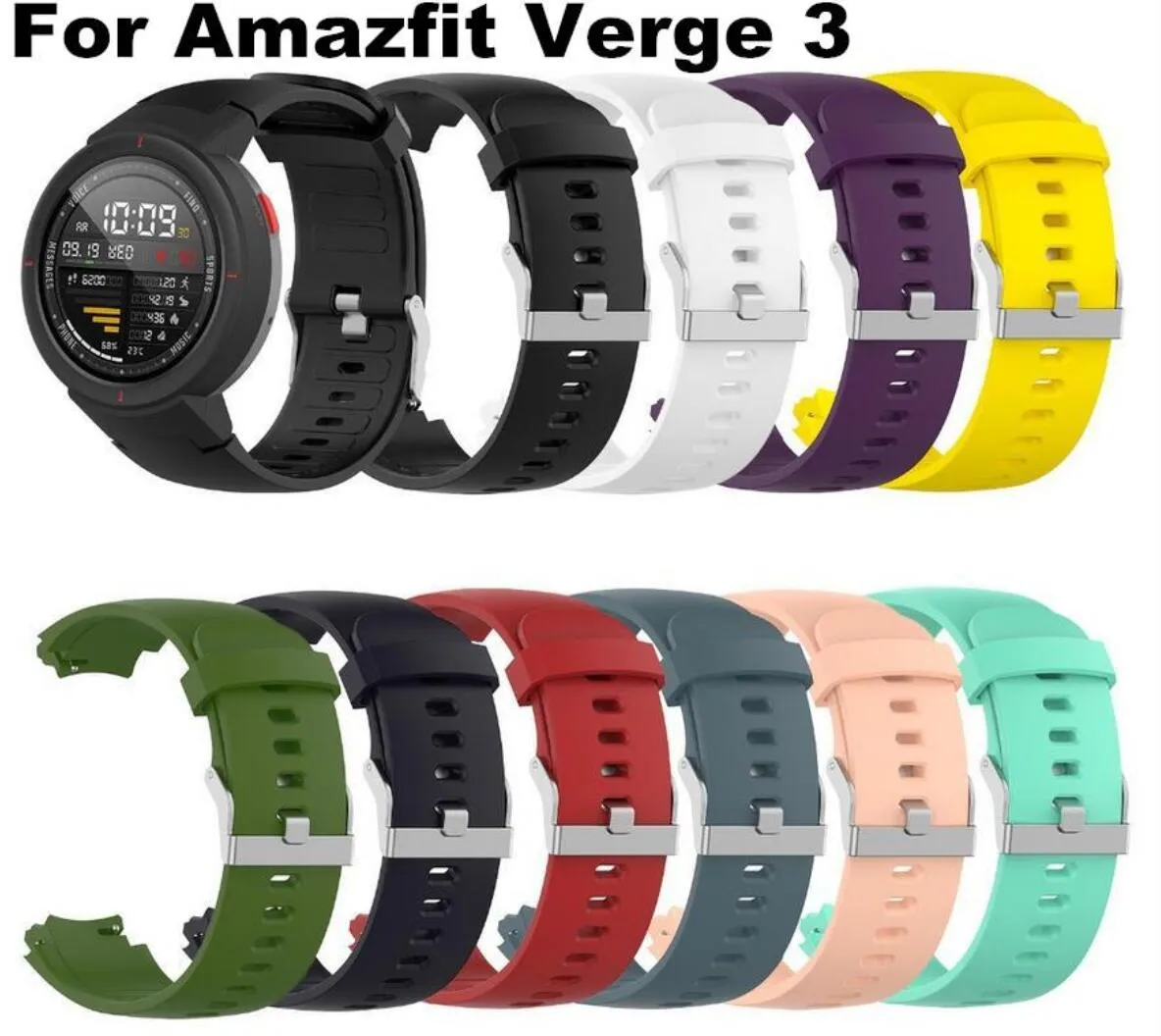 Per Huami 3 amazfit verge 3 Smartwatch cinturino cinturino in silicone sostituzione 10 colori cinturini cinturino cinturino da polso