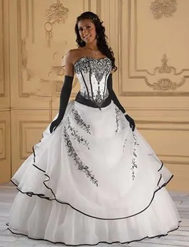 Abiti da sposa vintage gotici in bianco e nero Abito da sposa country in pizzo con corsetto senza spalline senza spalline Vestidos De Noiva