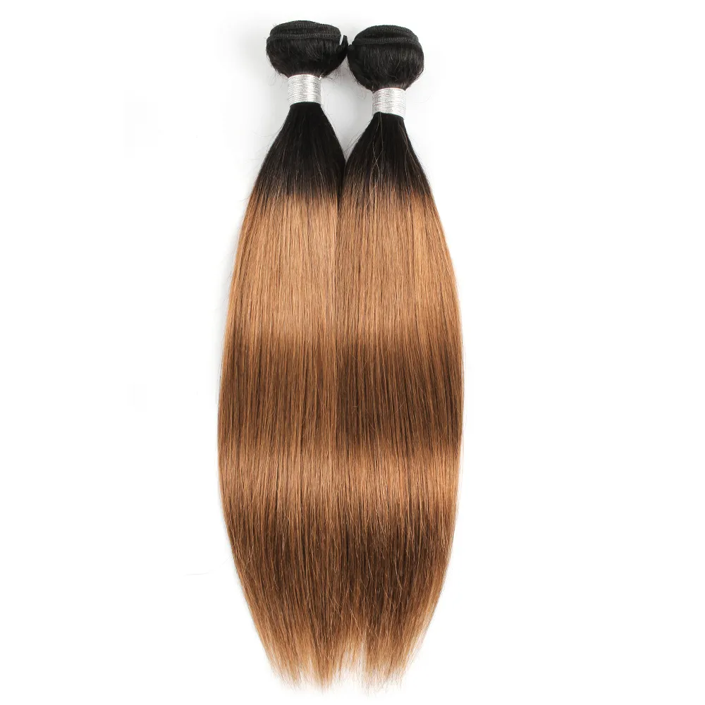 Brasileiro Virgin Straight Hair Weave Bundles Ombre Castanho Cor 1B / 30 Dois Tom 1 Bundle 10-24 Polegada Peruana Remuy Human Human Extensions