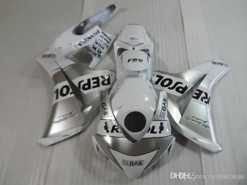 Injektionsformmissioner för Honda CBR1000RR 2008 2009 2011 Vit Silver Fairing Kit CBR 1000 RR 08 09 10 11 DD22