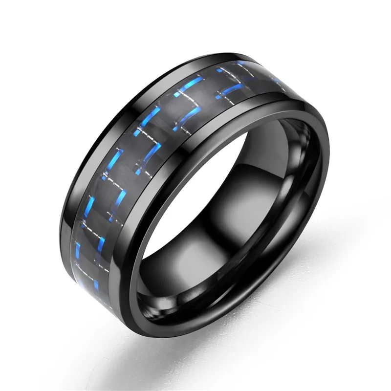 Carbon Fiber Black Tungsten Rings For Men Promise Engagement Band For ...