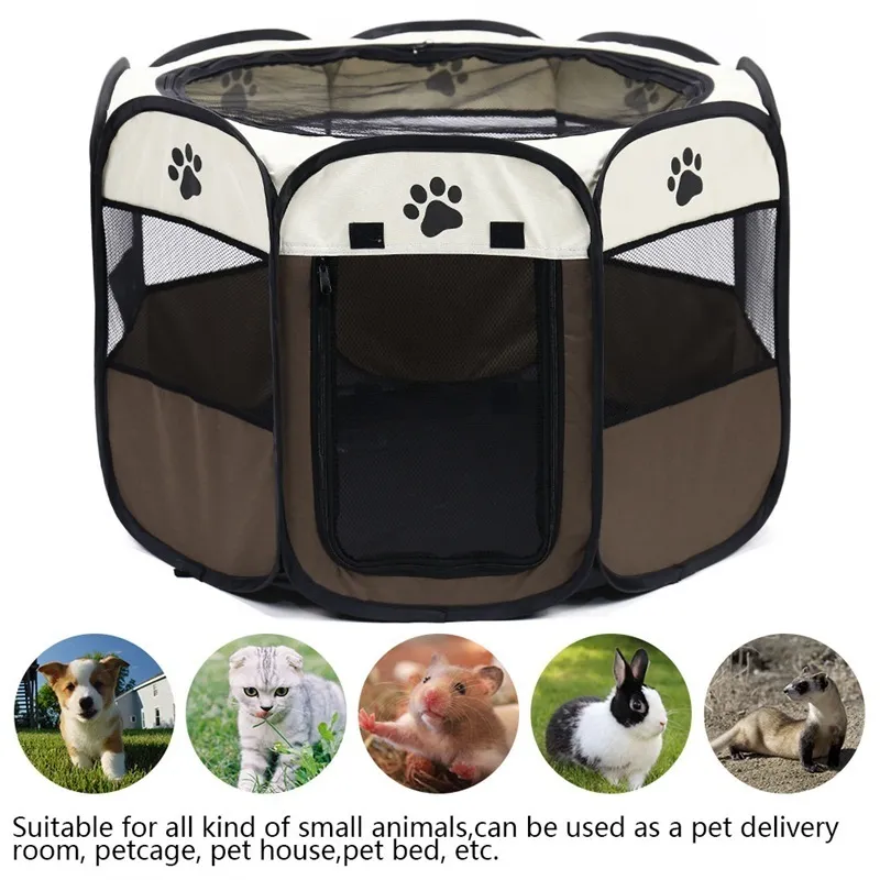 Portable Folding Pet Carrier Tent Dog House Playpen Multi-functionable Cage Dog Easy Operation Octagon Fence Breathable Cat Tent C19021301