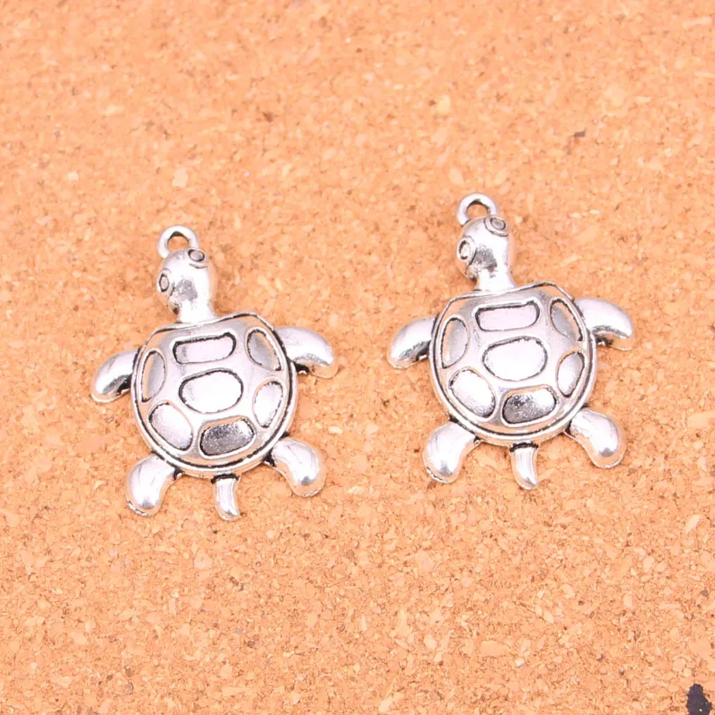 25 pz Charms tartaruga tartaruga marina Pendenti placcati argento antico che fanno gioielli in argento tibetano fatti a mano fai da te 34 * 26mm