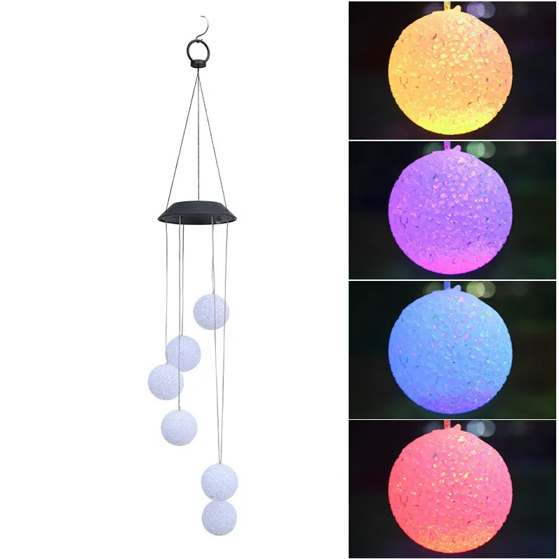 LED Solar Wind Chime Light impermeabile Appeso a spirale Lampada Balls Wind Spinner Chimes Campana Luci Natale Outdoor Home Garden Decor light