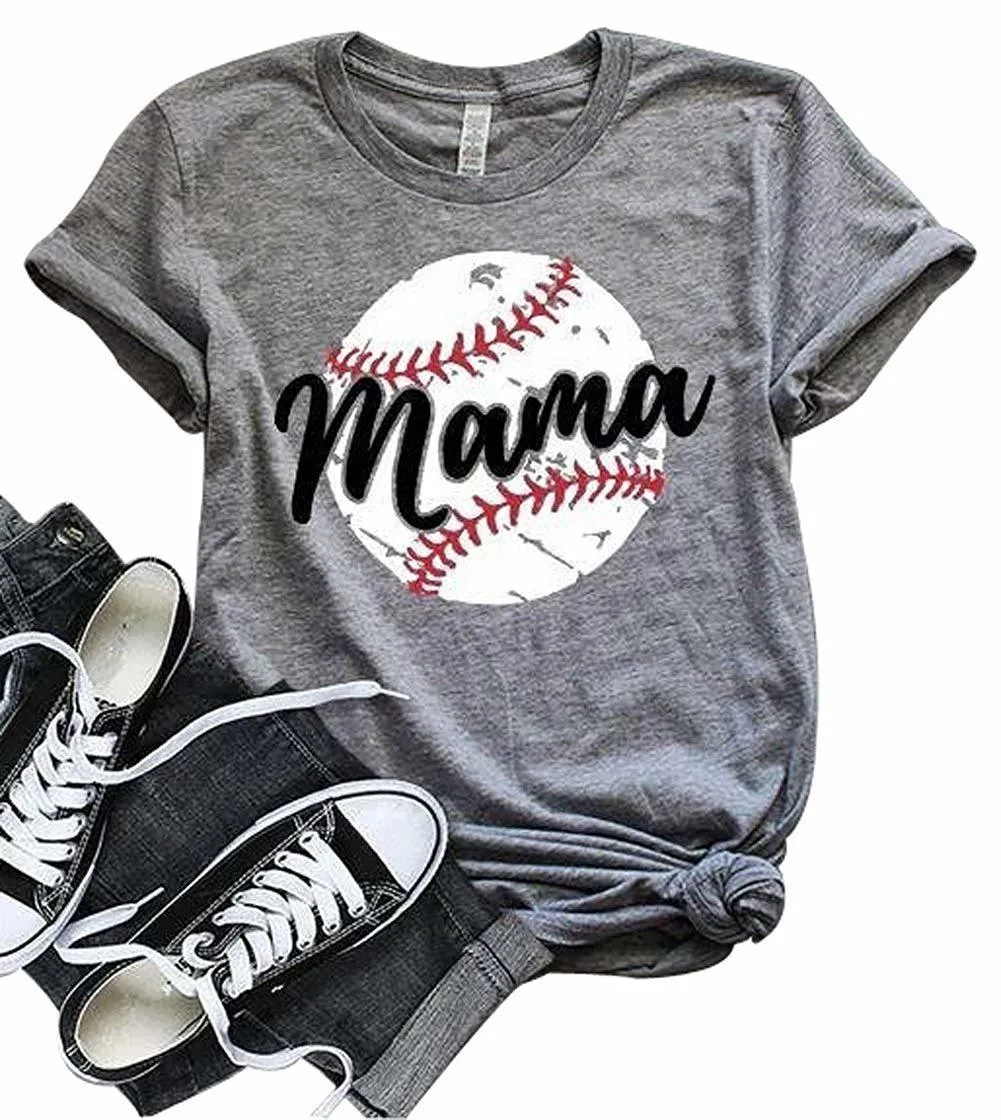 Drop Shipping Женщины Бейсбол Мама Мама Письмо Печать футболка с короткими рукавами Топы TEE Плюс Размер футболка для 2019 Случайные Женщины футболка Y19072701