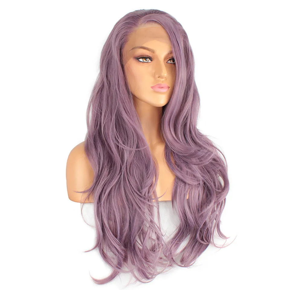 Xtrend Synthetic Lace Front Wig Long Pink Purple Orange Green White Wigs For Black Women Wave Hair Female Peruca Curly Copper