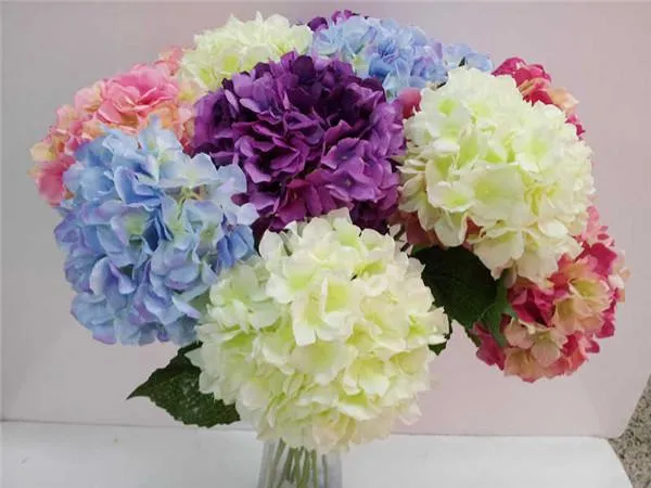 Fleur d'hortensia artificielle 80 cm / 31,5 "Faux hortensias simples fleur de soie 5 couleurs pour centres de table de mariage fleur décorative de fête à la maison