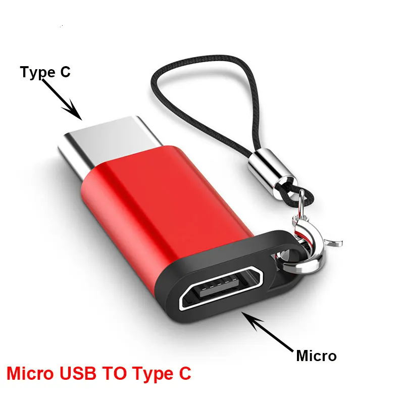 Aluminiowa aluminiowa Micro USB do typu C Złącze konwertera Converter do tabletu telefonicznego z akcesoriami do telefonu Smycz do Xiaomi