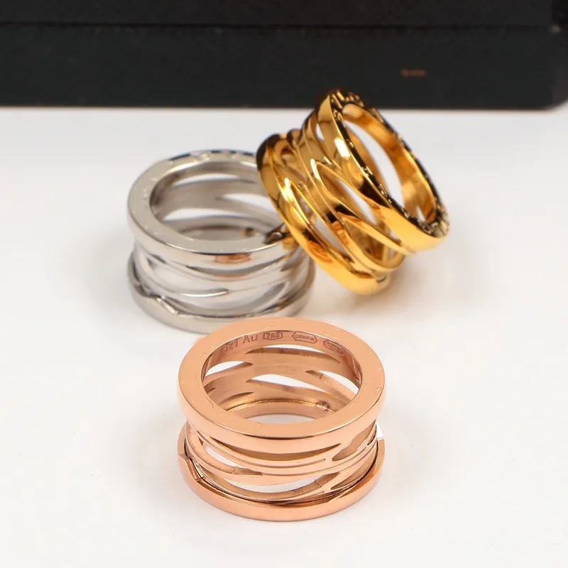 Nails en acier en titane zéro anneaux de couleur argent rose doré anneaux de marque femmes et hommes bijoux