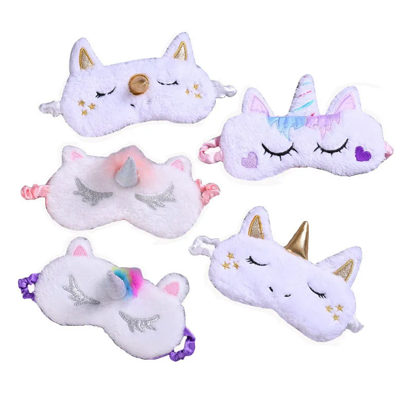 Unicorn Silver Horn Cartoon Plush Super Cute Sova Eye Mask Shading Napping Goggles Health Vision Care Tools Gratis Ship 5