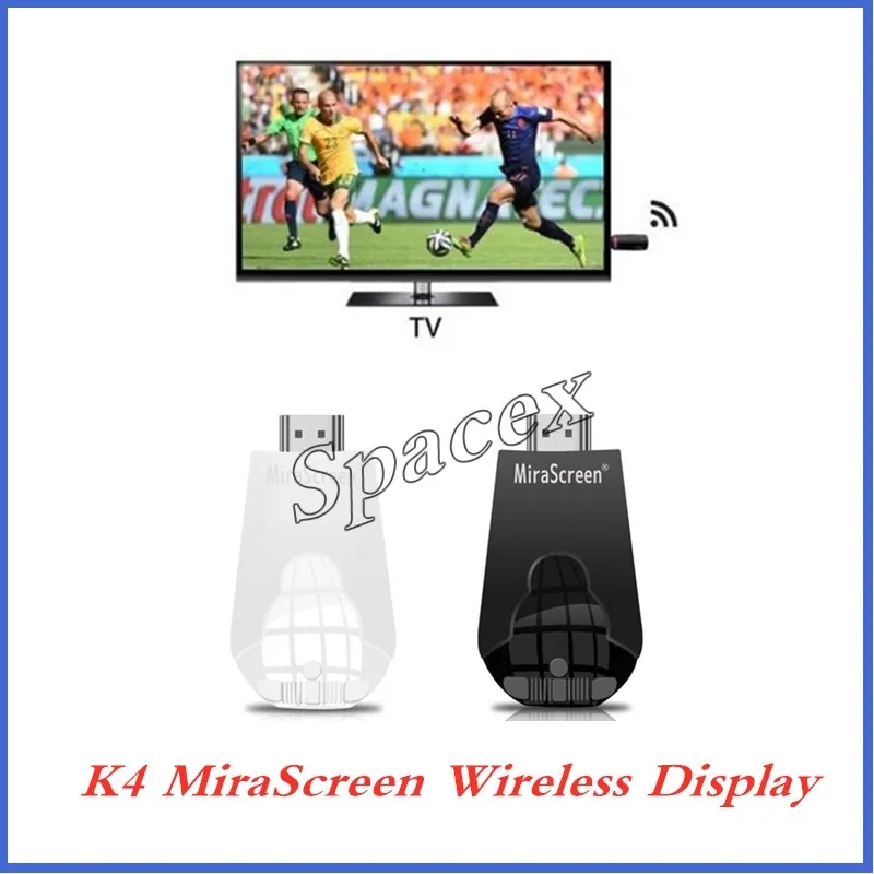 50st Mirascreen K4 Wireless Display Dongle Media Video Streamer 1080p TV Stick Mirror din skärm till PC Projector Airplay DLNA