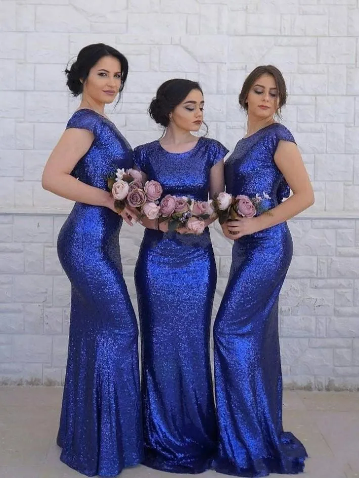 Royal blue sequin bridesmaid dress outlet