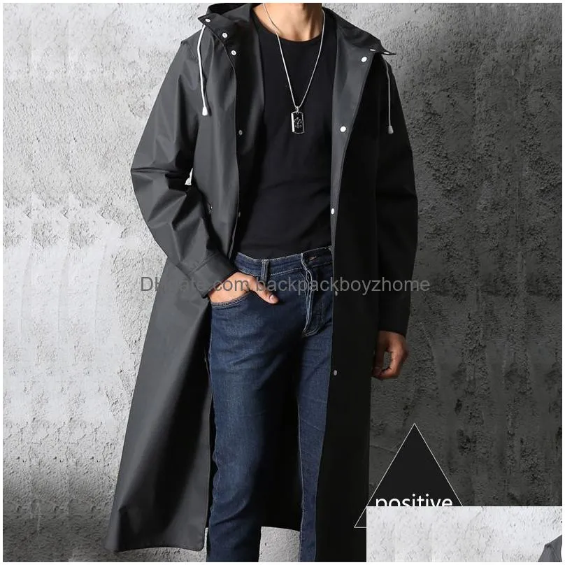 Raincoats Black Fashion Adt impermeable Long Raincoat Femmes Rain Mabinet Rained pour la randonnee exterieure Chumping epaissis 230803 Drop DhciP