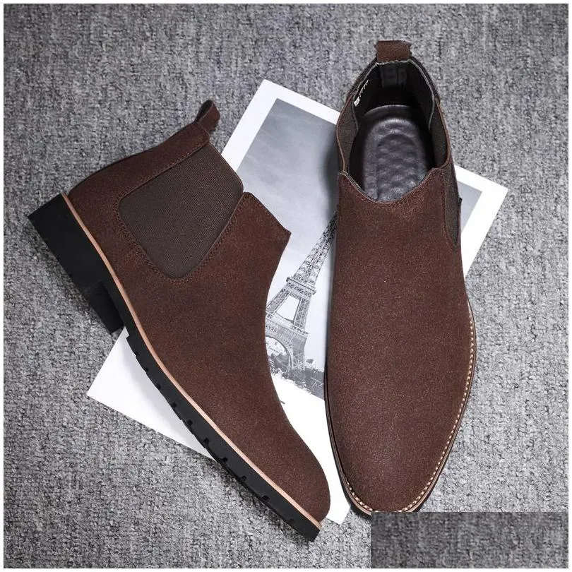 Chelsea Boots for Men Genuine Leather Men s Outdoor Ankle Dress Shoes