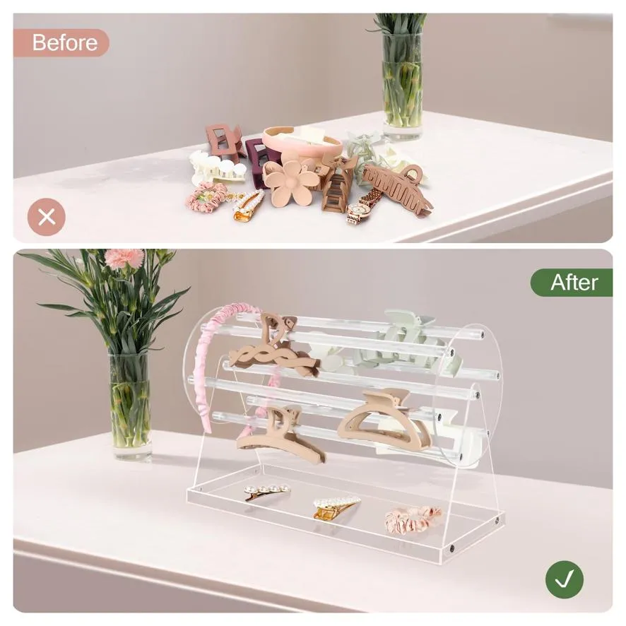 thumbnail image 2 of Vanity Table Organizer Muross 360 Rotating Claw Clip Organizer - Acrylic Display Holder For Hair Clips, Vanity Table Stand Kitsch Hair Clip 2 of 13