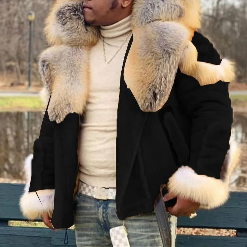DHgate.com:Mens Faux Leather & Fur Collar Vintage Harajuku Jacket - Plus  Size 4XL:Apparel