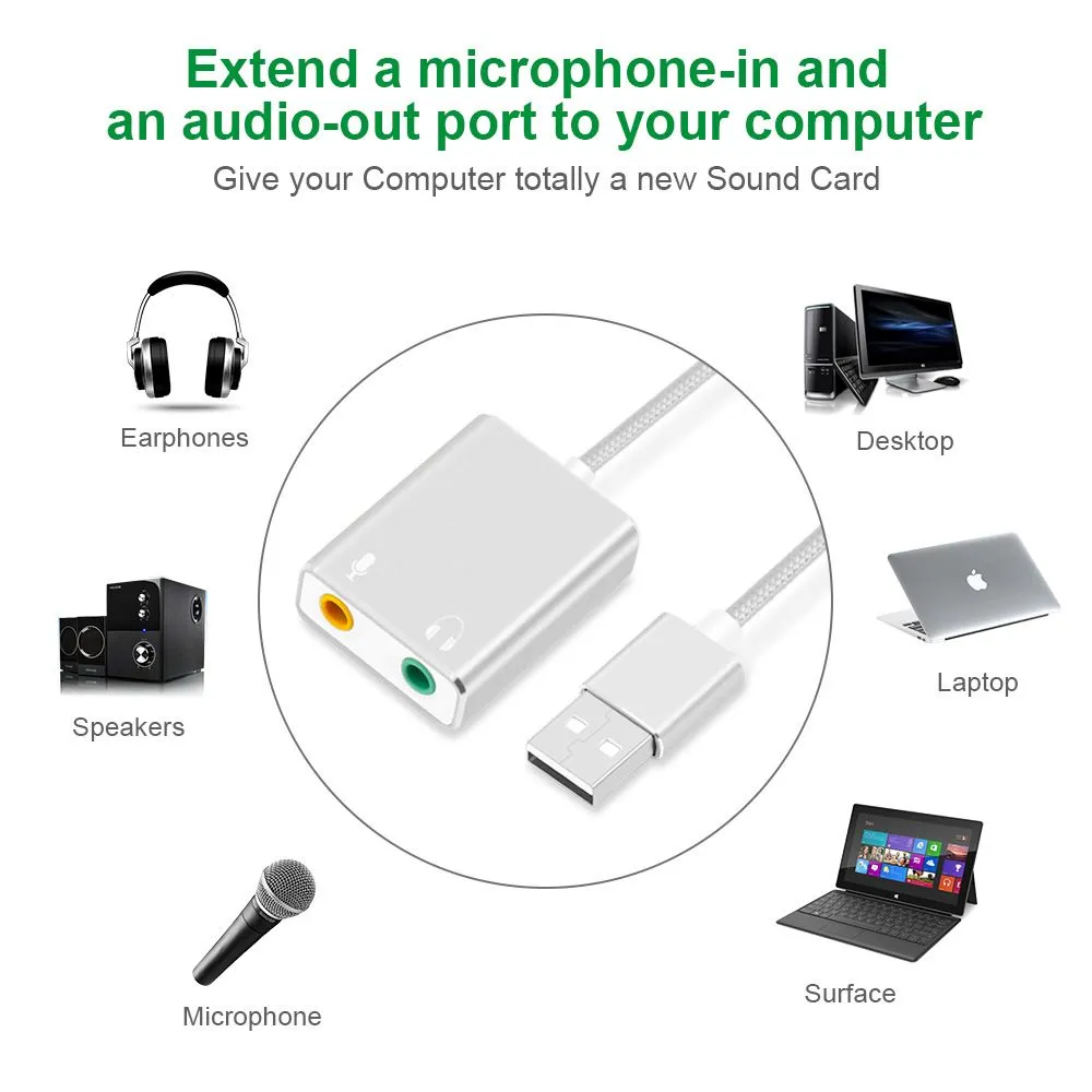 Dhgate Aluminum Alloy External Sound Card Usb 2 0 7 1 Channel