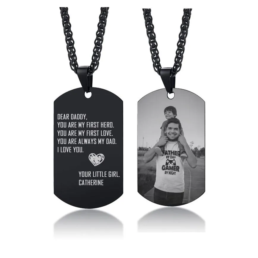 Engraved Necklace Dad Necklace From Son Personalized Stainless