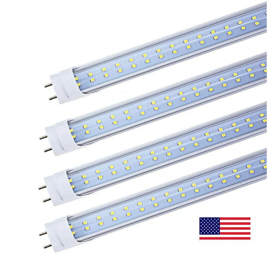 Led Tubes Stock In Us 4Ft Led Tube 28W Dural Row Warm Cool White 1200Mm 1.2M Smd2835 192Pcs Super Bright Fluorescent Bbs Ac85-265V Dro Dhov0