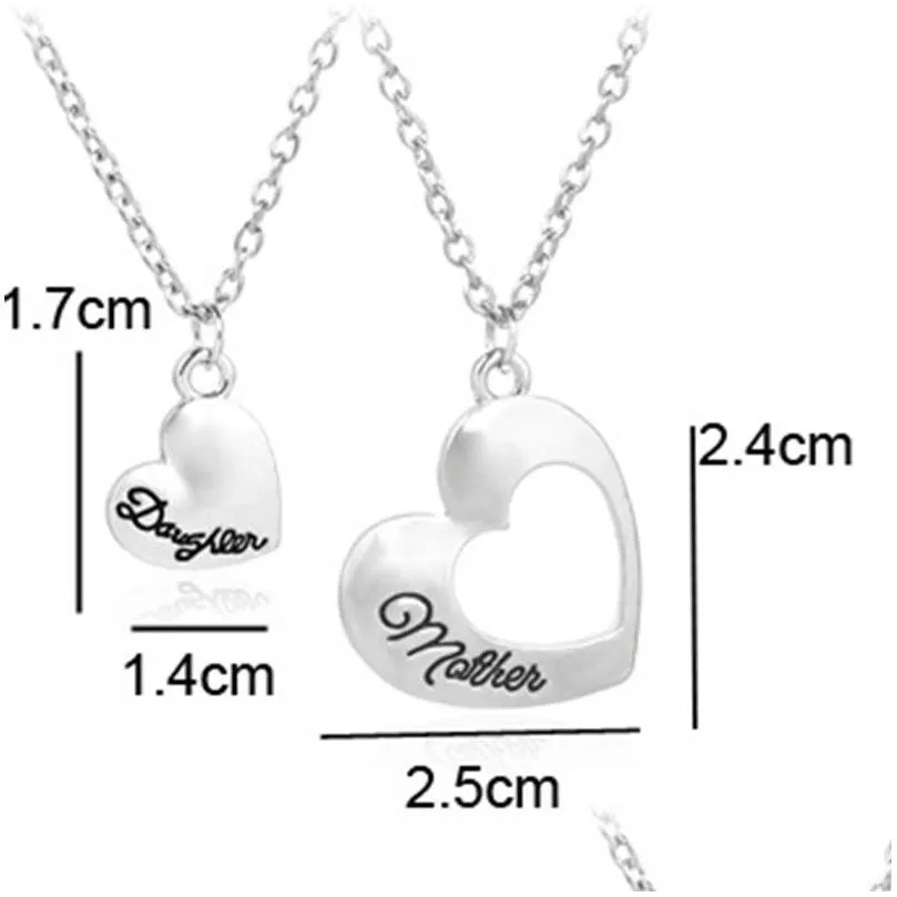 Pendant Necklaces Fashion Heart Pendant Necklace Mother And Daughter Splicing Double Hearts Pendants Chain Necklaces Jewelry Drop Ship Dhp1P