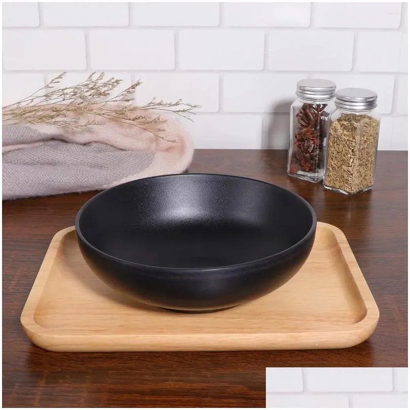 Dinnerware Sets A5 Melamine Tableware Bowl Japanese Style Ramen Black Porcelain Imitation Noodle Container For Home (Only 1pc)