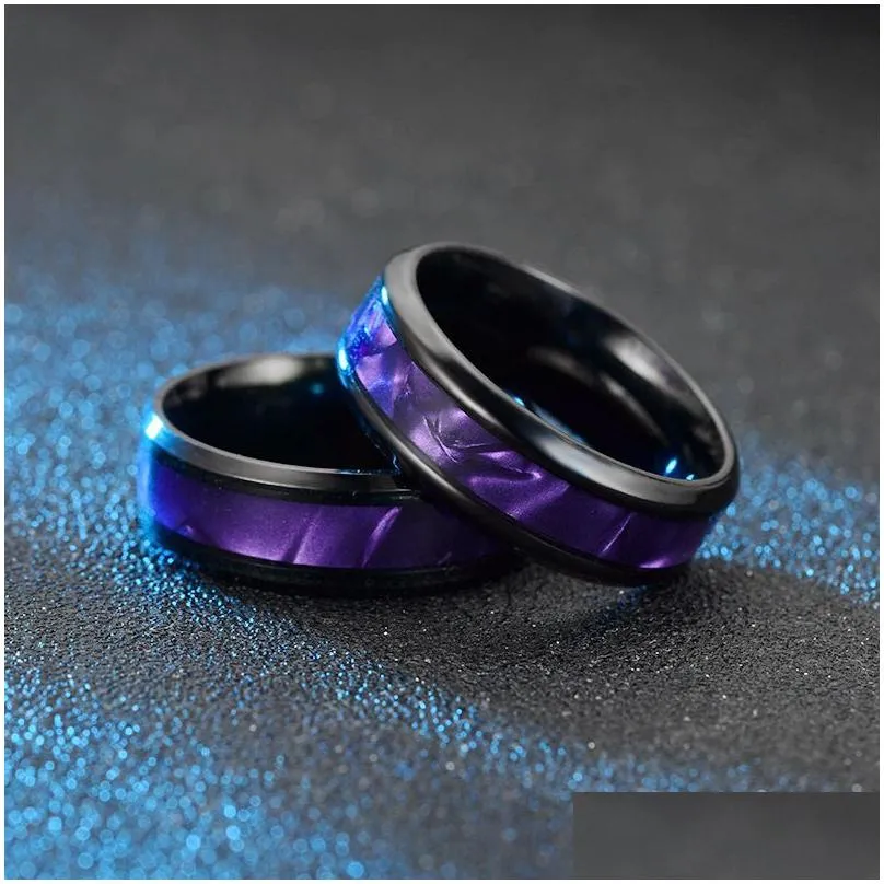 Band Rings Stainless Steel Rings Band Men Ring Classic Black Couple Fashion Hip Hop Jewelry Lover Gift Will And Drop Delivery Jewelry Dhzam