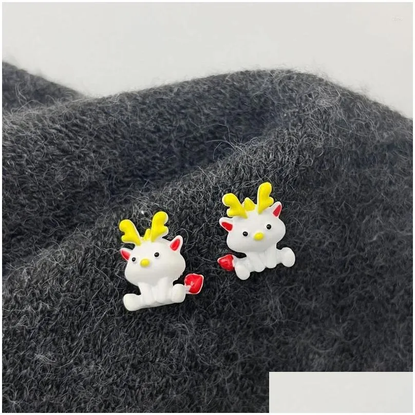 Stud Earrings Fashion Sweet Cute Dragon Animal For Women Girls Exquisite Versatile Year Of The Jewelry Gifts