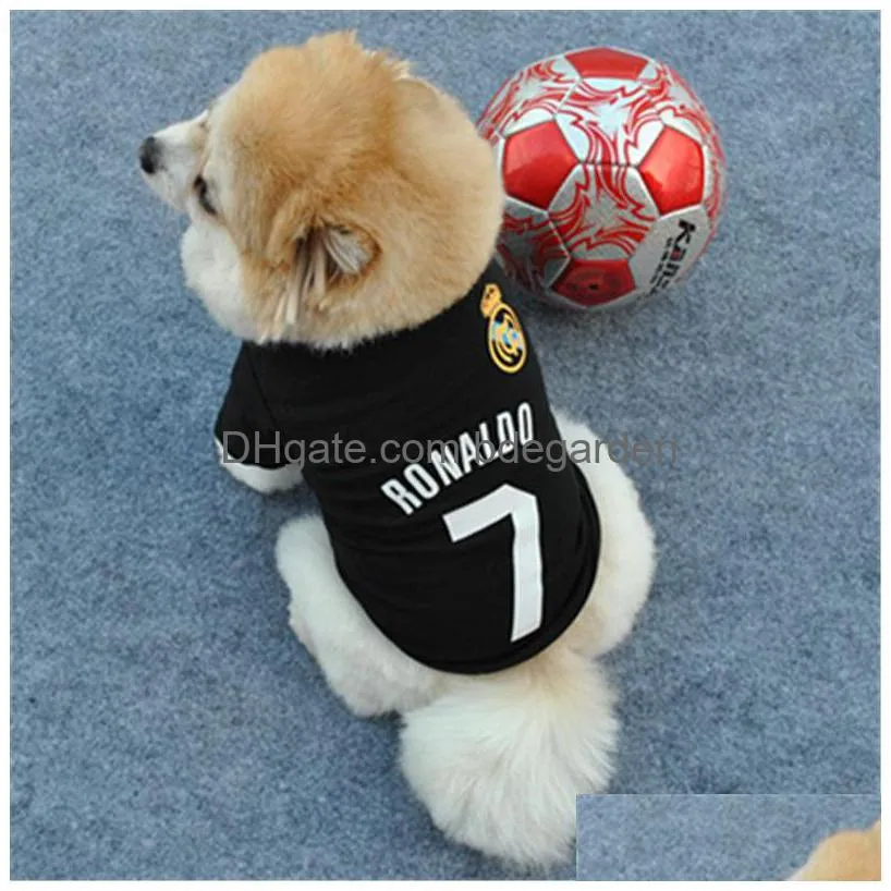 Sublimation Blanks Dog Apparel Spring Autumn Pet Dogs T-Shirt Black Portugal Football Shirt Team Ronaldo Drop Delivery Dh2Hx