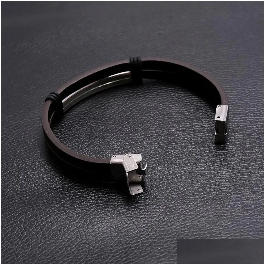 Charm Bracelets Leather Bracelets Wristband Bangle Cuff Blank Glaze Stainless Steel Buckle Bracelet For Women Men Fashion Jewelry Wil Dhvlg