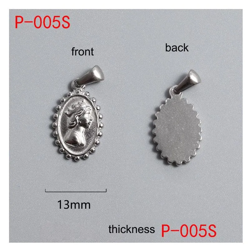 Pendant Necklaces Titanium Steel Roman Coin Pendant Vacuum Electroplating Stainless Charm For Diy Jewelry Necklace Making Drop Deliver Dh7V8