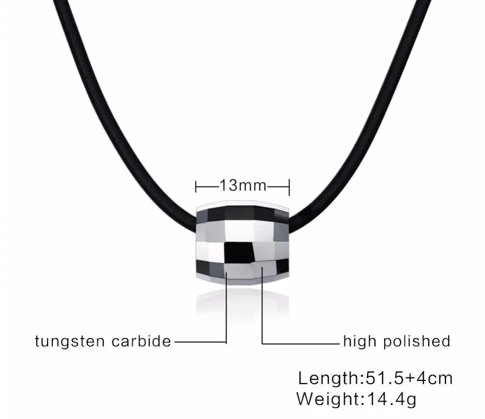 Mens Tungsten steel Pendant Necklace black 14