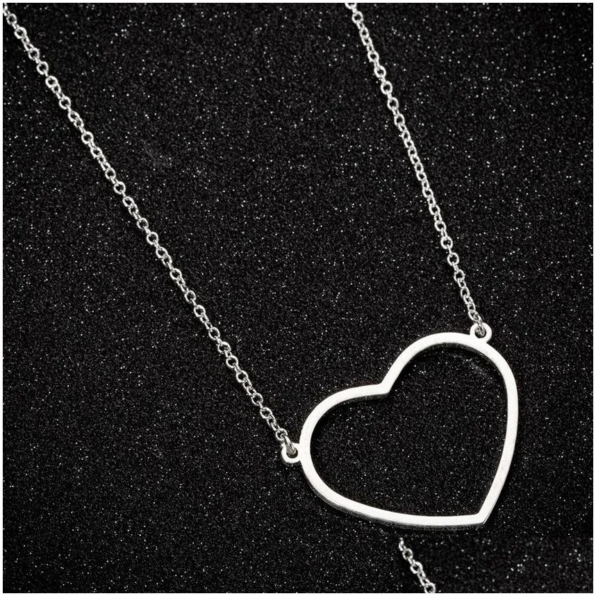 Pendant Necklaces Love Heart Pendant Necklace Women Stainless Steel Necklaces Chain Mothers Day Birthday Gift Fashion Jewelry Will And Dhv9B