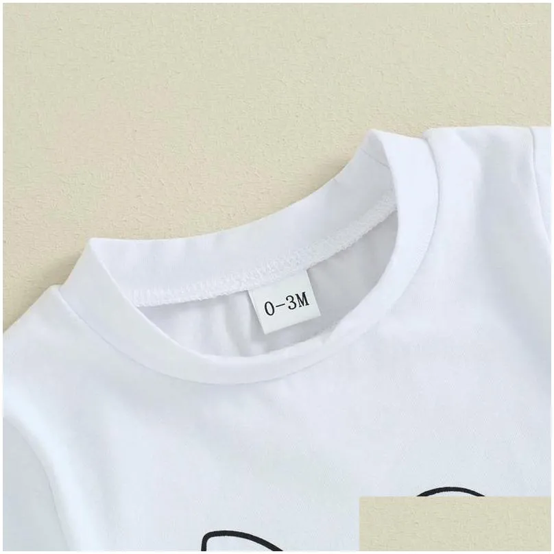 Clothing Sets Toddler Boy Easter 2Pcs Outfit Letter Ear Print Short Sleeve T-Shirt With Elastic Waist Solid Color Shorts