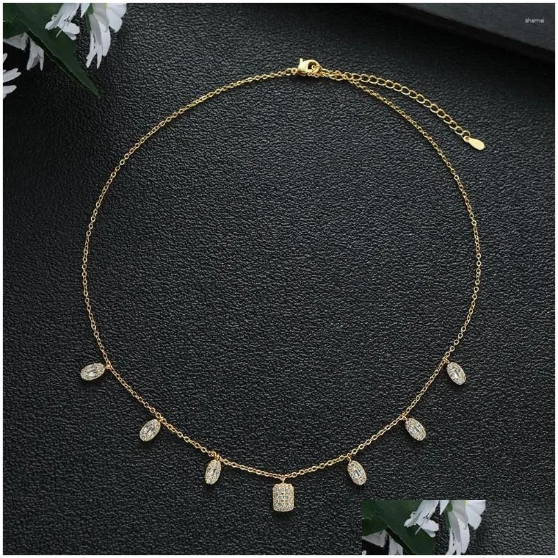 Choker Trendy Dainty Initial Water Drop Square Necklace Stackable For Women Girlfriend Wife Gift Pendientes Mujer Moda N182