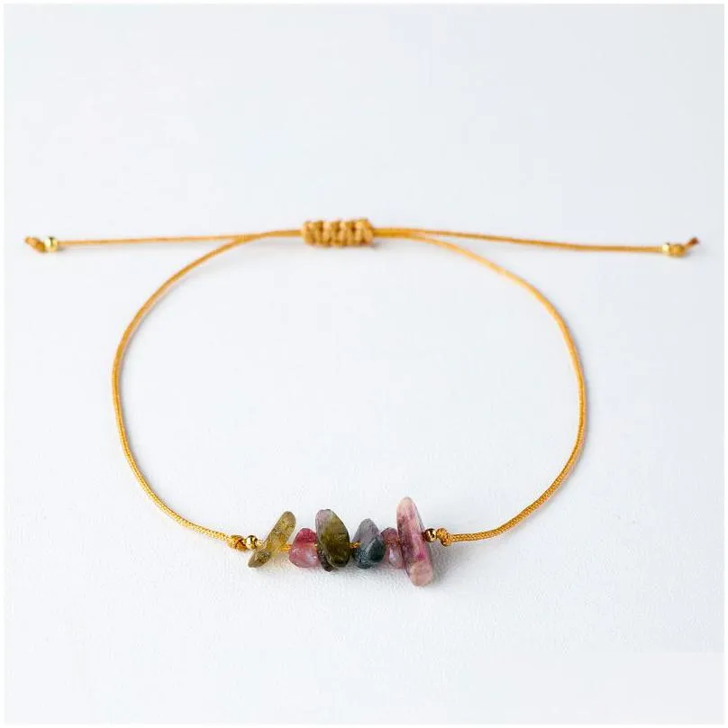 irregular crystal natural chip stone bracelet rope adjustable braided gravel gemstone beaded bracelet for women