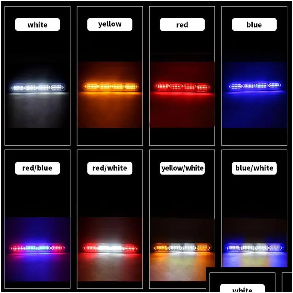 Car Emergency Lights 24 Led Car Truck Emergency Beacon Light 12-24V Flashing Side Marker Bars Strobe Warning Lights Drop Delivery Auto Dhtqj