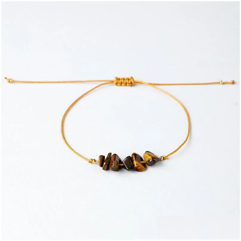 irregular crystal natural chip stone bracelet rope adjustable braided gravel gemstone beaded bracelet for women
