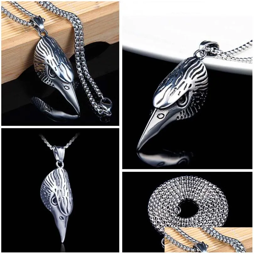 Pendant Necklaces Hiphop Necklace  Head Stainless Steel Necklaces Men Punk Fashion Fine Jewelry Drop Delivery Jewelry Necklaces P Dhp5A