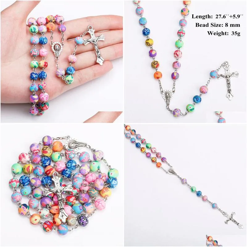 Pendant Necklaces Believe Catholic Rosary Jesus Cross Pendant Necklace Beads Necklaces For Women Children Fashion Jewelry Will And Dro Dhyr4