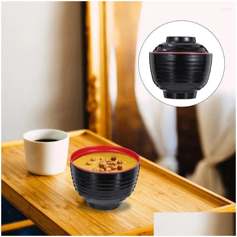 Dinnerware Sets 3 Pcs Bowl Flatware Delicate Soup Japanese Style Cover Small With Melamine Imitation Porcelain Lids