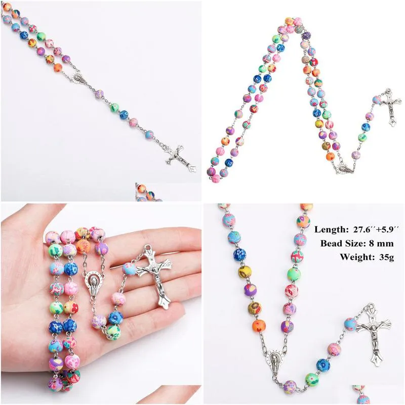 Pendant Necklaces Believe Catholic Rosary Jesus Cross Pendant Necklace Beads Necklaces For Women Children Fashion Jewelry Will And Dro Dhyr4