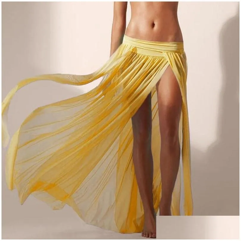 Women`S Swimwear Womens Swimwear 5 Colors Y Swim Wear Bikini Er Up Sheer Beach Wrap Skirt Sarong Pareo Shorts Summer Beachwear Long D Dhhdf