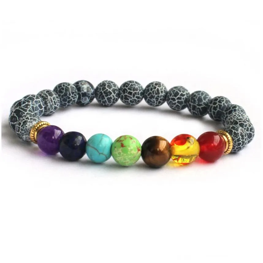 yoga 7 chakras stone beads bracelet strand women men healing energy stone yoga tiger eye howlite bracelets fashion jewelry